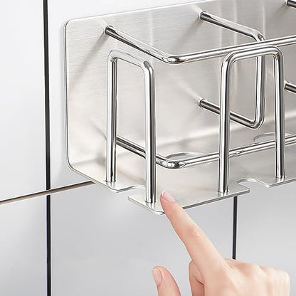 HANZE Toothbrush and Toothpaste Holder Wall Mounted – Space-Saving Bathroom Organizer (Black) - color: 4 Person - Black