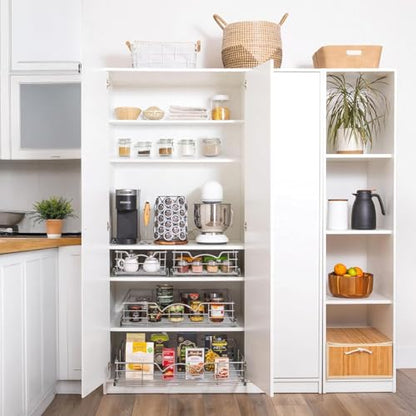 HOLDN’ STORAGE Pull Out Cabinet Organizer, Pantry Drawer, 14"W x 21"D x 5"H | Heavy-Duty Full-Extension, Roll Out Shelf for Pots, Pans & Under Sink Storage, Chrome, Require a 15.25"W Cabinet Opening - size: 14 Inch