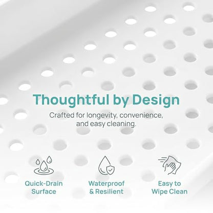 Kisangel Expandable Bathtub Tray and Multihole Drainage Design Gift for Housewarmings with Antislip Foot Pads Plastic Bath Tub Shelf Organizer for Book, Towel, and Drink Holder
