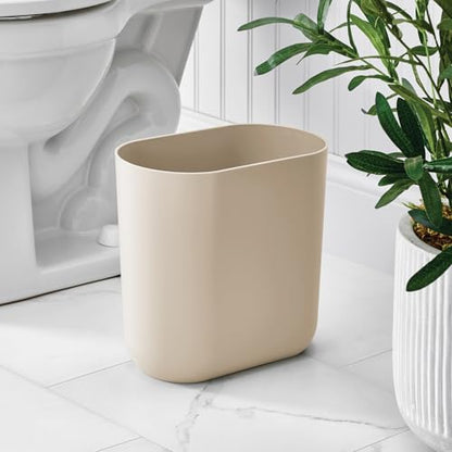 iDesign Small Slim Plastic Bathroom Trash Can, Brown | Garbage Can for Bedroom, Office, Desk, Dorm - color: Taupe, style: Pack of 1