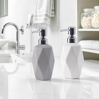 Soap Dispenser, 13.5oz Ceramic Soap Dispenser Bathroom for Kitchen & Bathroom (Light Grey) - color: Light Grey