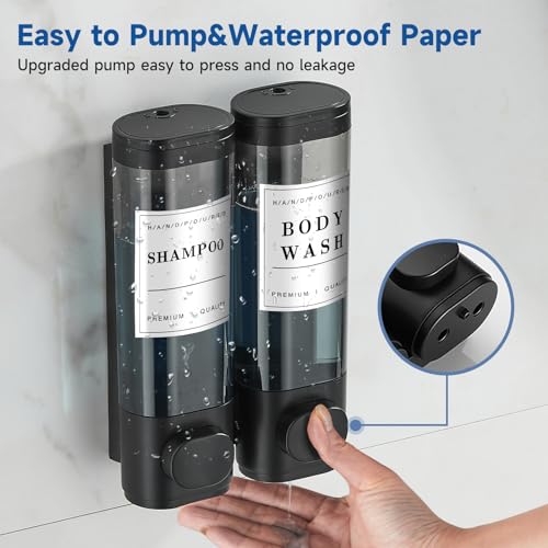 Cabo Deseado Shampoo and Conditioner Dispenser,Shower Soap Dispenser 3 Chamber No Drill Wall-Mounted Shampoo Dispenser for Shower Wall Mounted Shower Dispenser for Bathroom Hotel Matte Black - color: Matte Black 2 Chamber