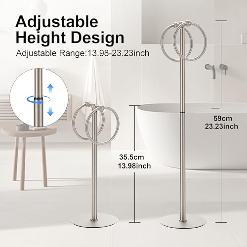 Adjustable Brush Nickel Towel Rack,Freestanding Bathroom Towel Holder - color: Brushed Nickel