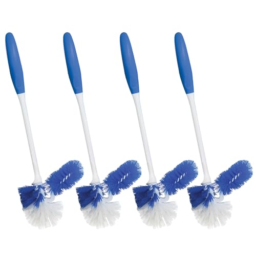 LOLA Classic Toilet Brush w/Under-The-Rim Scrubber, 4 Pack, Deep Cleans The Entire Toilet Bowl, Non-Slip Handle w/Rubber Comfort Grip - size: 4 Pack, style: Toilet Brush w/Under Rim