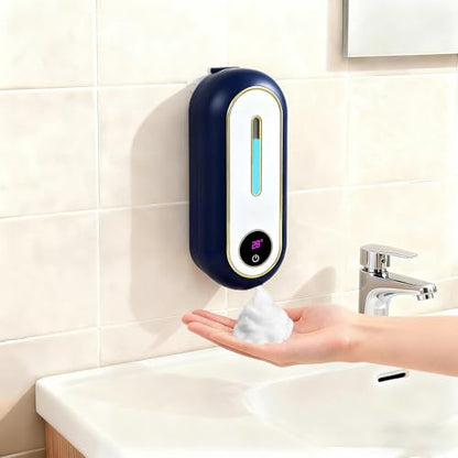 Automatic Soap Dispenser, Smart Foam Soap Dispenser with Temperature Display & Long-Last Battery, 450ML Large Capacity, 3 Modes for Kitchen Sink and Bathroom, Wall-Mounted Hand Soap Dispenser (Blue) - color: Blue