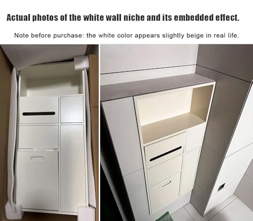 Recessed Toilet Niche with Trash Can and Paper Holder, Stainless Steel Wall-Mounted Bathroom Storage Cabinet, Modern Space-Saving Hidden Design for Bathroom, Kitchen, Hotel(White) - color: White