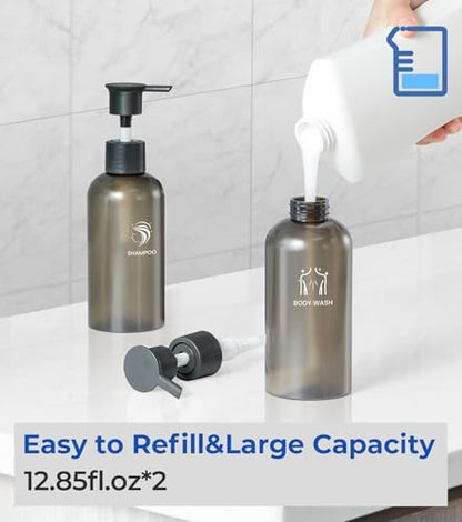 Shampoo and Conditioner Dispenser Shower Soap Dispenser 2 Chamber No Drill Shampoo Dispense for Shower Wall Mounted Shower Shampoo Dispenser 2 Chamber for Bathroom Hotel 2 * 13.37 fl.oz Sliver - color: Sliver-2