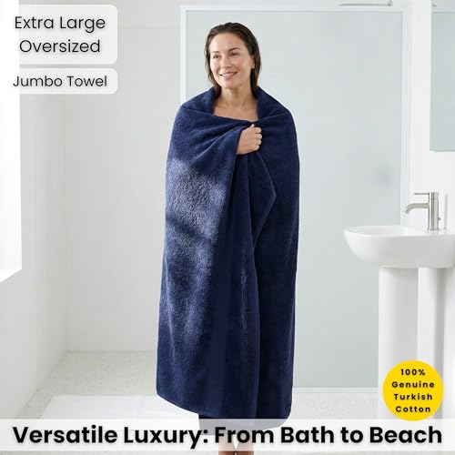 SALBAKOS Luxury 100% Turkish Cotton Bath Sheet 40x80 (1-Piece, Navy Blue) | Extra Large Jumbo Oversized Bathroom and Beach Towel, Super Soft Highly Absorbent Thick Premium Hotel Quality, Made in Turkey - color: Navy, size: Jumbo Bath Sheet