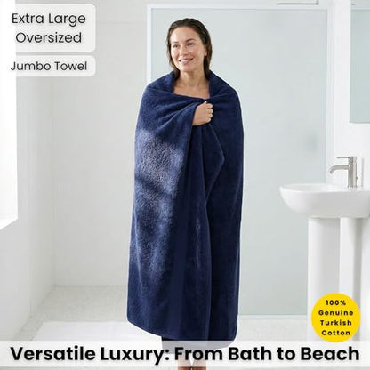 SALBAKOS Luxury 100% Turkish Cotton Bath Sheet 40x80 (1-Piece, Navy Blue) | Extra Large Jumbo Oversized Bathroom and Beach Towel, Super Soft Highly Absorbent Thick Premium Hotel Quality, Made in Turkey - color: Navy, size: Jumbo Bath Sheet