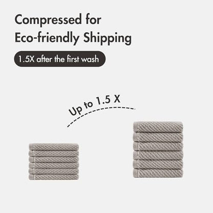 Madison Park 100% Zero Twist Cotton 6 Piece Bathroom Washcloth Set, Grey | 13" x 13" Bath Face Towels, 500 GSM Diagonal Ribbed Wash Cloths, Soft, Quick Dry, Highly Absorbent, Durable, Modern, OEKO TEX - color: Grey, size: 6 Piece Washcloth Towel Set
