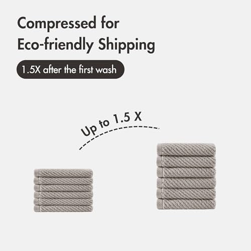 Madison Park 100% Zero Twist Cotton 6 Piece Bathroom Washcloth Set, Grey | 13" x 13" Bath Face Towels, 500 GSM Diagonal Ribbed Wash Cloths, Soft, Quick Dry, Highly Absorbent, Durable, Modern, OEKO TEX - color: Grey, size: 6 Piece Washcloth Towel Set
