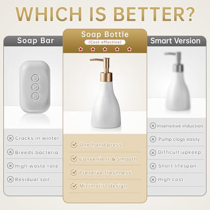 Refillable Gold Dispenser for Bathroom Countertop, Modern Dish Soap Dispenser Bottle for Kitchen, Ceramic Hand Soap Dispenser with Gold Pump for Liquid Laundry Shower 280ml (Gray) - color: Gray