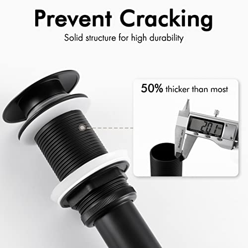 KES Bathroom Sink Drain Without Overflow Vessel Sink Lavatory Vanity Pop Up Drain Stopper Matte Black for 1.6"-1.9" Sink Hole, All Metal Rustproof Brass and 304 Stainless Steel, S2008D-BK - color: Matte Black, style: NO Overflow, 1 Pack