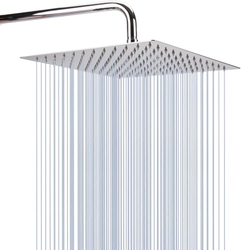 Rain Shower head, High Flow Stainless Steel Square Rainfall ShowerHead, Waterfall Bath Shower Body Covering, Ceiling or Wall Mount (10" Chrome Finish) - size: 10 Inch