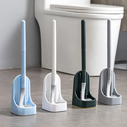 Toilet Brush, Long Handle Golf Toilet Brush with Holder 360° Deep Cleaning Flexible Silicone Toilet Cleaner Brush Wall Mounted for Bathroom (2Pcs Grey) - color: 2pcs Grey