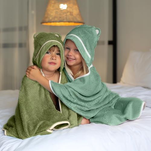Premium Toddler Towels with Hood - Extra Soft Rayon from Bamboo Toddler Bath Towel (Olive) - color: Olive