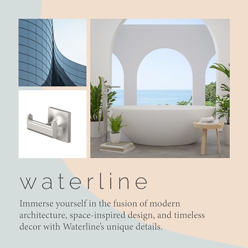 Gatco 5595 Waterline Single Robe Hook, Wall Mounted Hook for Bathroom Towels & Robes, Satin Nickel - color: Waterline Satin Nickel