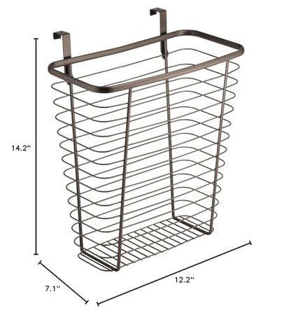 iDesign Steel Over-The-Cabinet Waste Basket or Storage Bin, The Axis Collection, 7.1" x 12.2" x 14.2", Bronze - color: Bronze