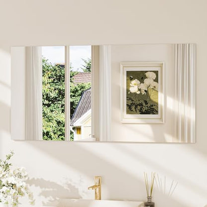 48x24 Frameless Bathroom Mirror, Vanity Bathroom Mirror for Wall Shatterproof Modern Rectangle Mirrors for Bedroom, Living Room, Entryway, Home Gym, Entryway - size: 24"L x 48"W, style: Frameless