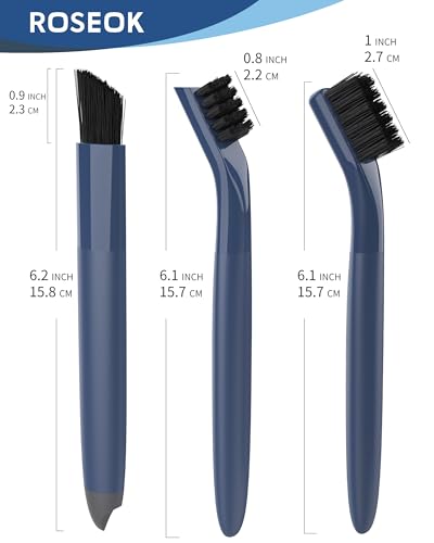 ROSEOK Grout Cleaner Brush Set, Detail Cleaning Brush Set, Nylon Bristles | Crevice Scrub Brushes, Deep Clean Brush Set for Edge, Tile, Sink, Corners, Drains, Blue