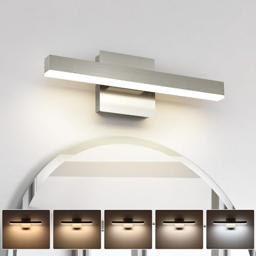 Joossnwell Bathroom Light Fixtures Brushed Nickel Vanity Lights Bar 5cct Dimmable Modern Bath Lighting Fixture Over Mirror Led Vanity Light for Bathroom 15.74 inch ETL Certificated - color: Brushed Nickel, size: 15.75 Inch Long