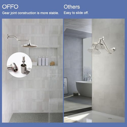 OFFO Shower Head Extension Arm, 6 in Shower Extension Arm with Locking Nut, Adjustable Shower Extender, G1/2 Connector for Fixed Shower Head & Handheld Showerhead, Brushed Nickel - color: Brushed Nickel, style: 6 in