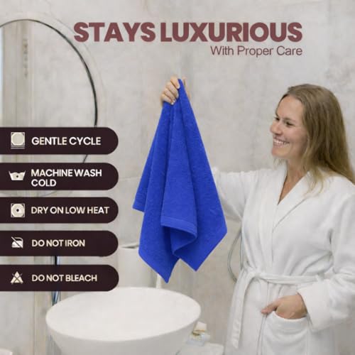 Fingertip Hand Towel | Absorbent |11x18 | Terry Velour Premium Washcloths, Bathroom use, 100% Cotton, Face, fingertip, Soft, Guest Towels (Pack of 4) (4, Royal Blue) - color: Royal Blue