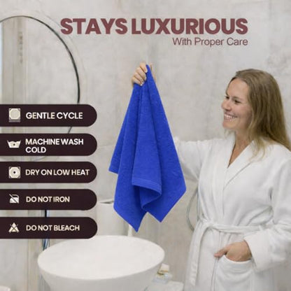 Fingertip Hand Towel | Absorbent |11x18 | Terry Velour Premium Washcloths, Bathroom use, 100% Cotton, Face, fingertip, Soft, Guest Towels (Pack of 4) (4, Royal Blue) - color: Royal Blue