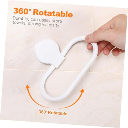 Self-Adhesive White Towel Ring Holder No Drilling Bathroom and Kitchen Wall Mount Abs Material Easy Installation for Hanging Hand Towels and Cloths
