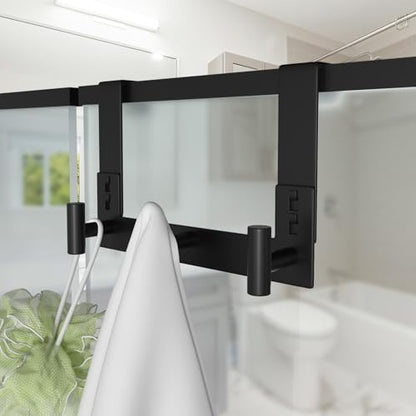 WUIVIUT Over The Door Hooks, Coat Rack Over The Door Heavy Duty Towel Rack Clothes Hanger for Bathroom liveroom Kitchen (3 Hook, Fits 1-3/4'' Thick) - size: T Shape 3 Hook, Black