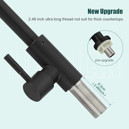 Heyalan SUS304 Cold Water Bar Sink Faucet, Single Handle,Matte Black | SUS304 stainless steel, high-arc gooseneck, single-hole deck mount, 24-inch supply hose, 2.5-inch shank, 1.8 GPM - color: Matte Black