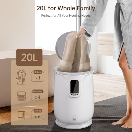 Labiim [Upgrade Smart Touch Screen] Towel Warmer, 24H Preset Heated Towel Warmer Bucket 20L Large Fast Heating for Bathroom Spa & Robes Blankets Heater Dryer for Home Families PJ‘s & More, Grey