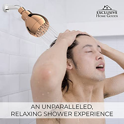 High Pressure Shower Head - Powerful Deluxe Bathroom Showerhead with Strong Spray Stream and Small Silicone Nozzles - Universal Fit Works with High and Low Water Flow Showers 1.8 GPM - Rose Gold - color: Rose Gold, size: 1.8 GPM