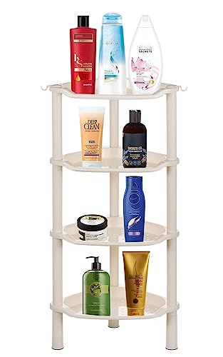 4 Tier Shower Caddies, Organizer Shelf Corner, Plastic Shower Rack Stands for Bathroom, Storage Bath Shower Caddy, 13.5X 10 x 33.5 Inches, Beige (Round Slot Beige 4 Tier) - color: Round Slot Beige 4 Tier