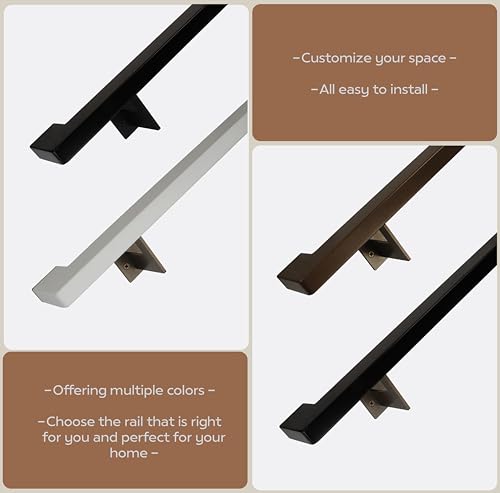 Urban Contemporary Aluminum Complete Handrail Grab Bar Set, Brackets Included, Powder Coated Finish (Black, 18 Inch Handrail) - color: Black, size: 18 Inch Handrail