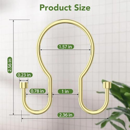 Shower Curtain Hooks, Simple Shower Curtain Rings, Sturdy Shower Curtain Hangers, Double Hook Gold Shower Curtain Hooks, Smooth Gliding Metal Shower Hooks for Shower Curtain (Gold, 24 Pack) - color: Gold, size: 24 Pack