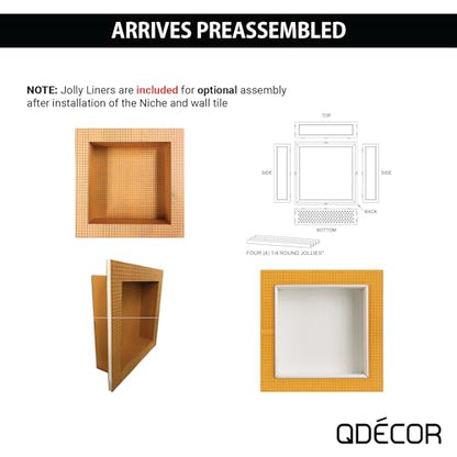 Decor Shower Niche, 12x12 Recessed Shower Shelf, Schluter Kerdi Board Tile Ready Niche Insert, Shower Organizer Bathroom Storage, Decorative Wave Tile, Oil Rubbed Bronze