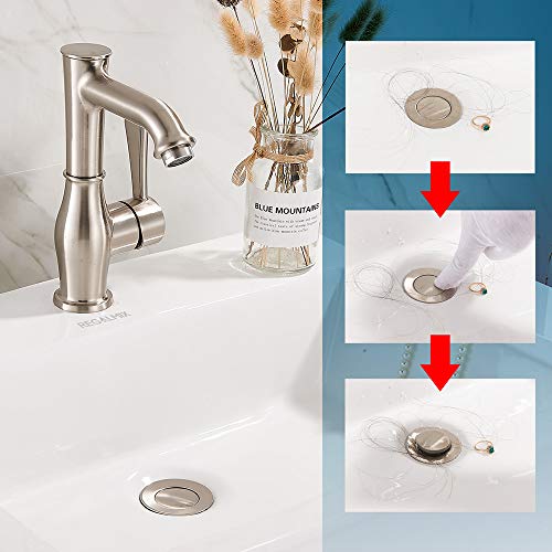 REGALMIX Vessel Sink Drain, Bathroom Faucet Vessel Sink Pop Up Drain Stopper Without Overflow Brushed Nickel, Built-in Anti-Clogging Strainer,Fits Standard American Drain Hole1-1/2 to 1-3/4",R085B-BN - color: Brushed Nickel, size: Without Overflow