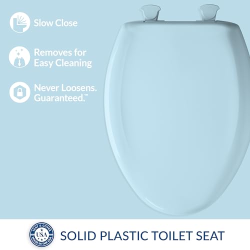 Bemis Classic Colors Slow Close Toilet Seat, Easy Clean Hinges and Durable Plastic Seat, Made in USA, Elongated, Dresden Blue - color: Dresden Blue, size: Elongated