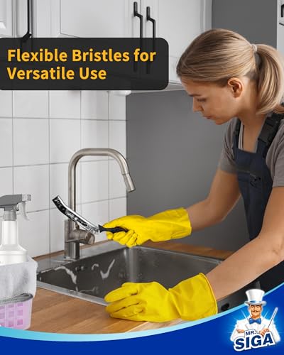 MR.SIGA Crevice Cleaning Brush, Grout Scrub Brush for Corners, Tight Spaces | Hard bristles, Heavy duty and flexible, for deep cleaning of hard to reach areas of kitchen and bathroom, 5 pack, black