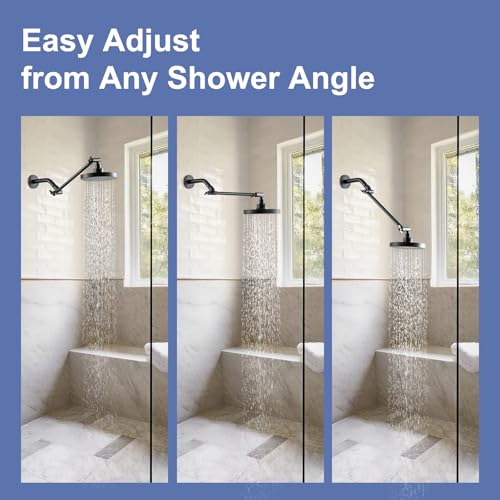 OFFO Shower Head Extension Arm, 11 in Shower Extension Arm with Locking Nut, Adjustable Shower Arm Extender, G1/2 Connector for Fixed Shower Head & Handheld Showerhead, Matte Black - color: Matte Black, style: 11 in