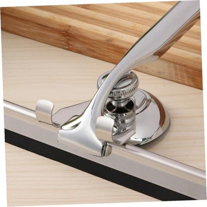 Stainless Steel Glass Squeegee with Zinc Alloy Holder and Flexible Rubber Blade Wall-Mounted Suction Cup Installation Multi-Purpose Window Wiper for Bathroom Car Kitchen and