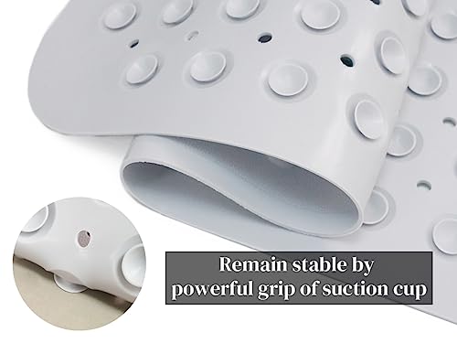 Bathtub Mat Non Slip, Shower Mats with Suction Cup and Drain Holes, Showers Floor Bath Mats for Tub, Drainage Hole Bath Tub Mat for Bathroom (27.6" × 15", Light Grey) - color: Light Grey