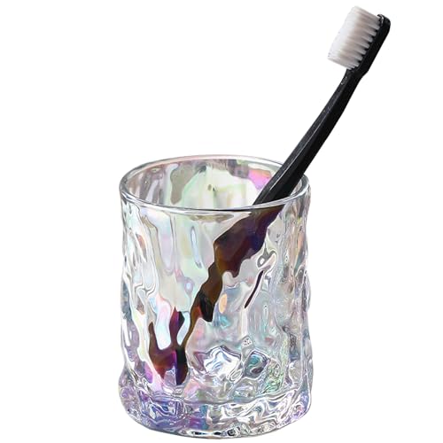 Toothbrush Holders for Bathrooms,Clear Glass Toothbrush and Toothpaste Holder,Bathroom Tumbler and Mouthwash Cup,Bathroom Storage Cup for Tooth Brush,Makeup Brush (Colorful) - color: Colorful