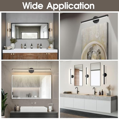Energetic 5CCT Rotatable Vanity Lighting with Night Light, 15W Black Bathroom Wall Lamp Over Mirror, LED Vanity Make Up Lighting Bar, 23 Inch Modern Picture Light, 350° Adjustable Angle