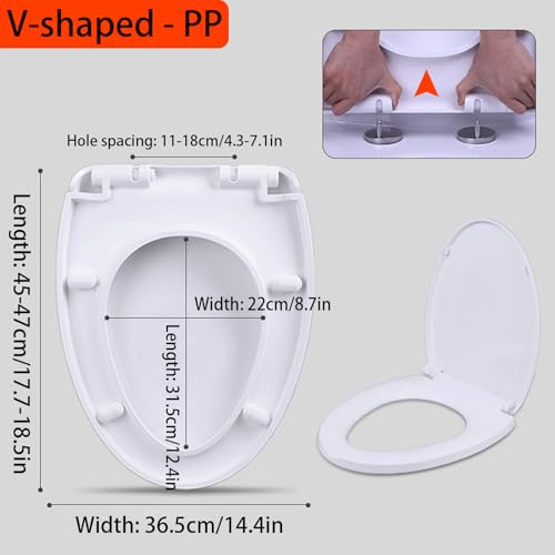 Quiet Close Soft Close Toilet Seat with Quick Release & 360° Adjustable Stainless Steel Hinge - Easy Installation & Cleaning