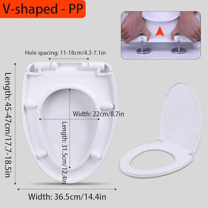 Quiet Close Soft Close Toilet Seat with Quick Release & 360° Adjustable Stainless Steel Hinge - Easy Installation & Cleaning