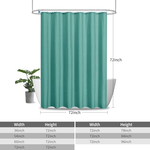 2-in-1 Waterproof Fabric Shower Curtain,No Separate Liner Needed,Linen Textured,Effortless Cleaning & Washable Bathroom Shower Curtain Set with 12 Plastic Hooks,72"x72",Teal - color: Teal, size: 72"W x 72"L (Pack of 1)