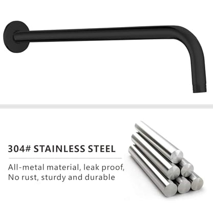 Voolan Shower Arm with Flange and Teflon Tape, Extension Shower Head Arm for Bathroom Fixed Shower Head, Solid Stainless Steel, Wall Mounted (20 Inch,Black) - color: Black, style: 20 Inch