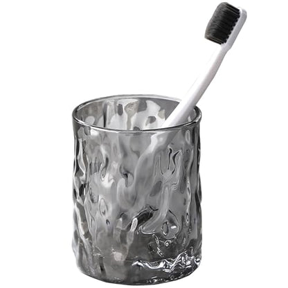 Toothbrush Holders for Bathrooms,Clear Glass Toothbrush and Toothpaste Holder,Bathroom Tumbler and Mouthwash Cup,Bathroom Storage Cup for Tooth Brush,Makeup Brush (Grey) - color: Grey